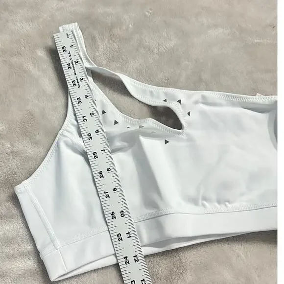 GIGI C Jacqui Sports Bra Women's Medium White One Shoulder Cutout Asymmetrical